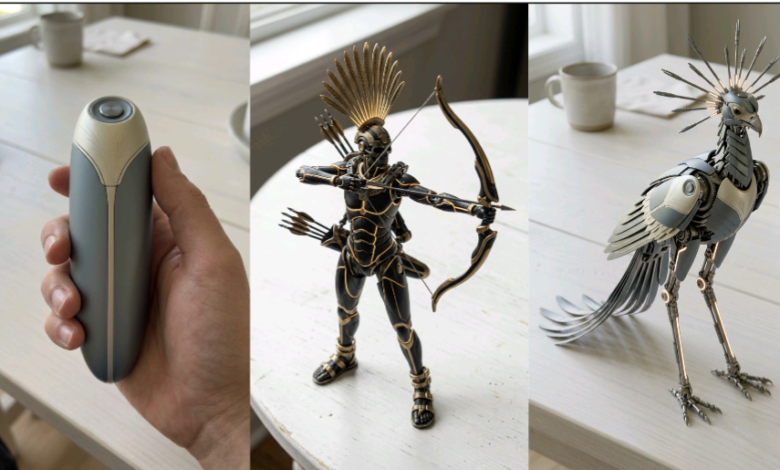 Mechanical toy transformation video created with AI from capsule to futuristic robot toy.